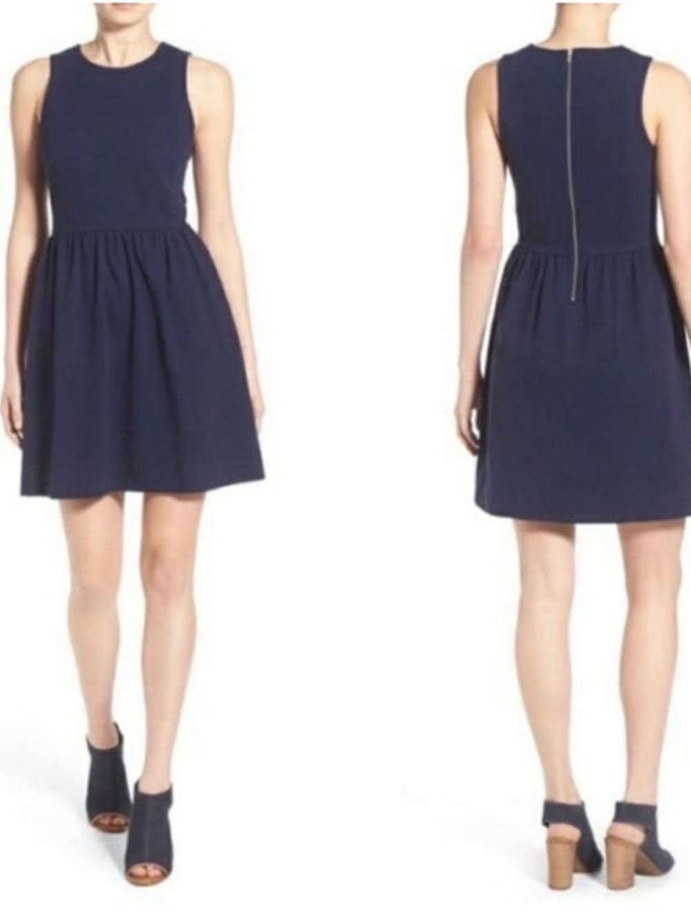 Madewell Afternoon Fit And Flare Dress Sleeveless Navy Blue Size Large